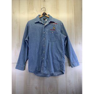 Vintage 1980-90s Michigan Postal Workers Union Denim Button Up Mens L-7289 USA